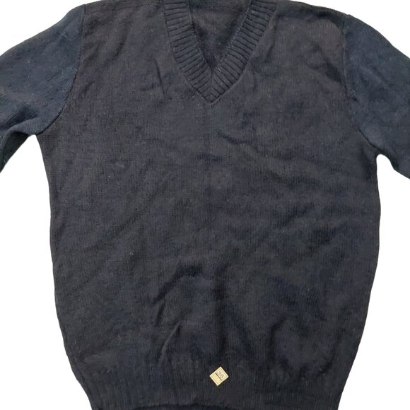 Retro Vintage 1940s-1960s Black V-neck Long Sleeve Knit Sweater Sz Small - Picture 5 of 7